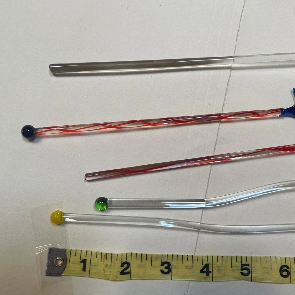 Vintage Glass Star Heart Crocodile Cocktail Swizzle Sticks‎ Set of 5 – 7–8